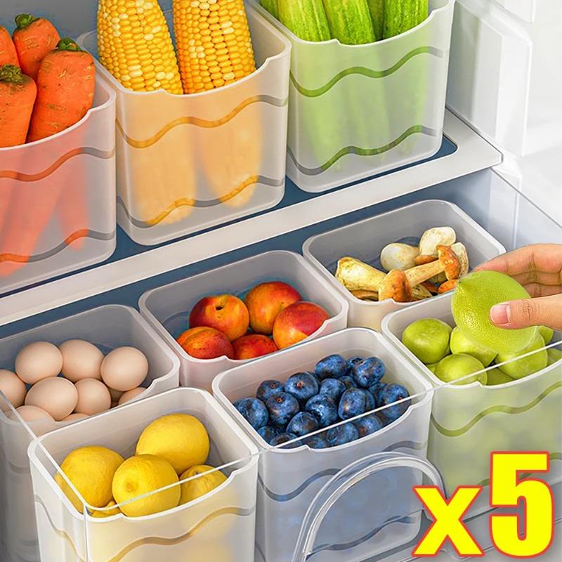 5/1Pcs Refrigerator Organizer Box Fridge Side Door Storage Container Plastic Translucent Kitchen Food Fruit Spice Storage Box