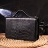 Stylish Men's Purse with Two Compartments Made of Genuine Textured Leather with Crocodile Embossing CANPELLINI 21570 Black