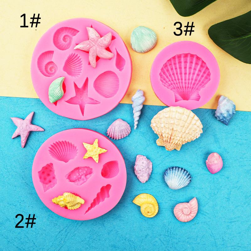 Seashell Conch Starfish Fish Under the Sea Style Pastry Baking Molds for Cookie Candy Marine Theme Cake Fondant Silicone Mold