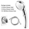 Golden 3 Modes High Pressure Shower Head Set With Hose and Holder Large Flow Rainfall Handheld Shower Faucet Bathroom Accessoies