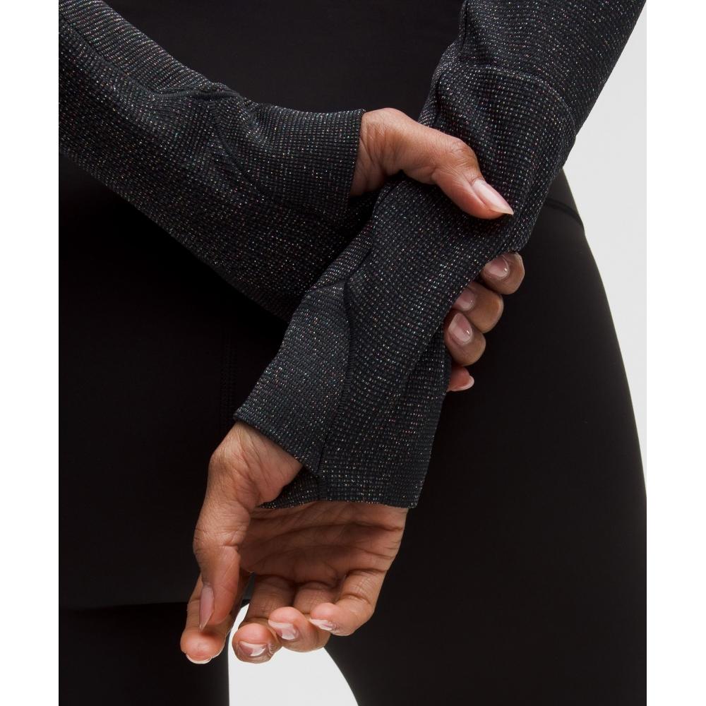 Lululemon Swiftly Tech Cropped Long Sleeve Shirt 2.0  Sparkle Black Rainbow Lurex