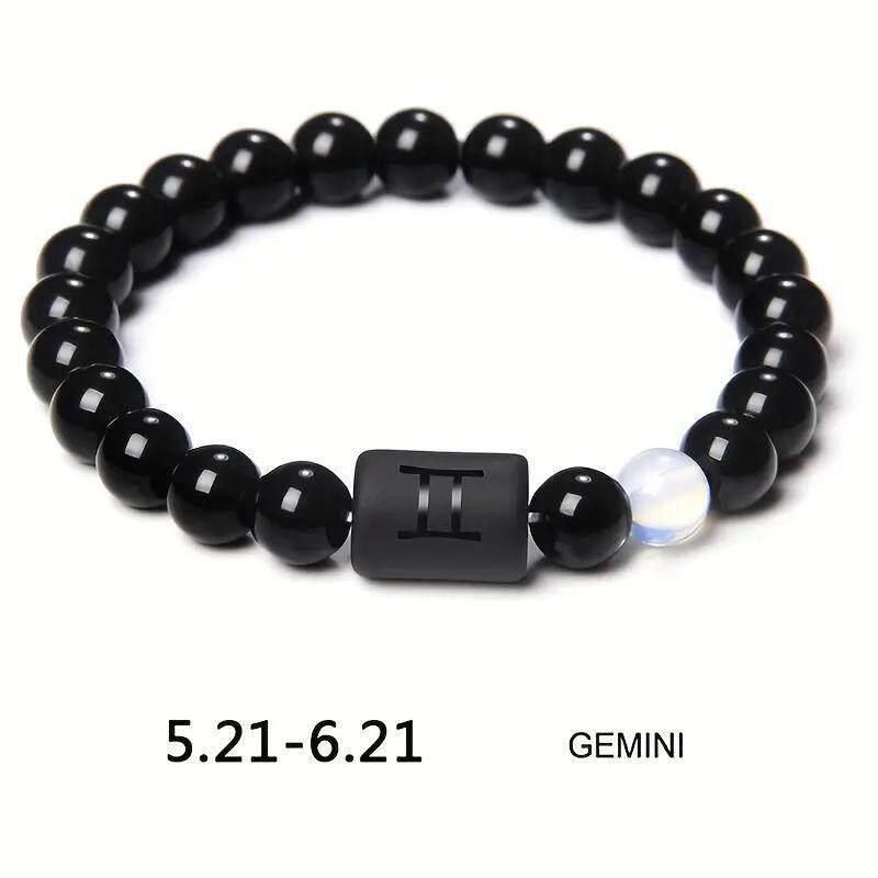 Twelve Constellations Elastic Bracelet with Tiger Eye and Agate Beads