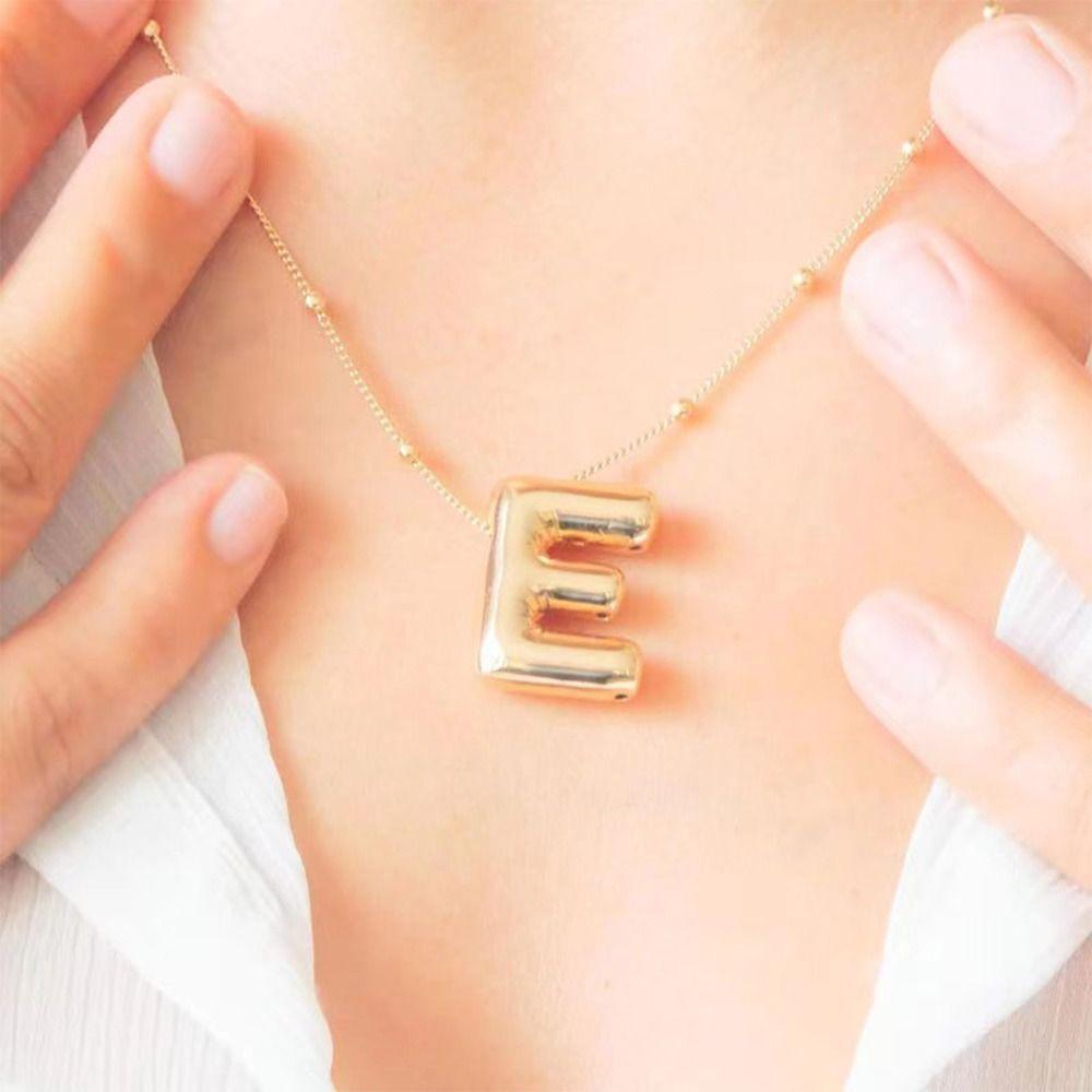 

Chain Choker Bubble a-Z Letter Necklace Clavicle Chain Balloon Letter Necklace Unisex V