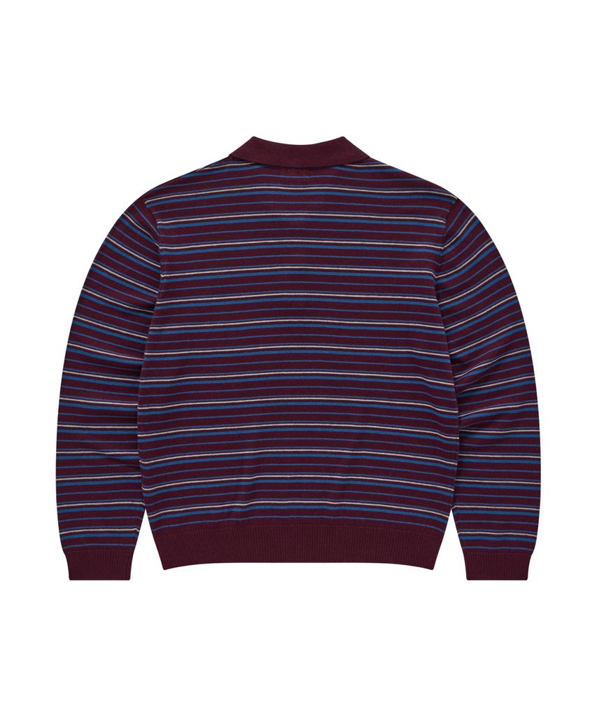 COVERNAT WOMAN Striped Collar Knit Burgundy