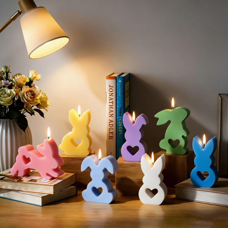 1PC Love Rabbit Candle Resin Silicone Mold, Easter DIY Glue Rabbit Plaster Ornament