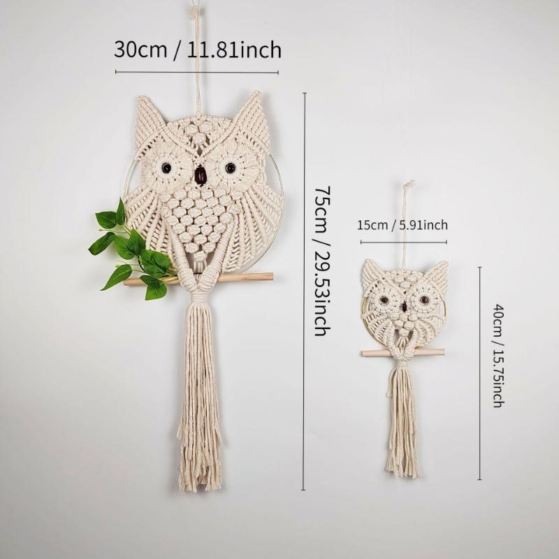 1pcs Handwoven Cotton Owl Wall Hanging | Nordic Bohemian Tapestry with Tassels Rope Decor Home Decoration Supplies