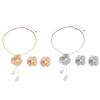 Copper Petal Earrings Necklace Suit Pearl Pendant Women Jewelry Suit Sweet Flower Jewelry Set  Gift