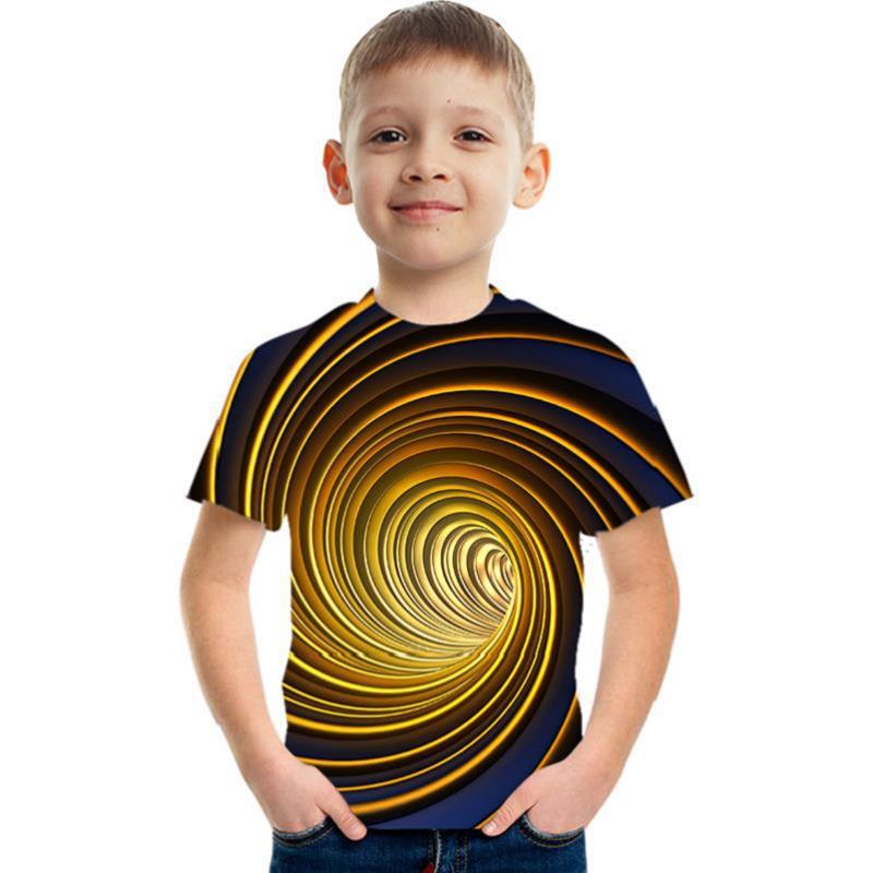 Summer Children's 3D T-shirt Visually Deceiving Boys' Printed Short Sleeved T-shirt Tees
