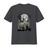 Realistic Dark Night Moon Elephant Family Wildlife Print Casual T Shirt Vintage Graphic Soft Comfortable