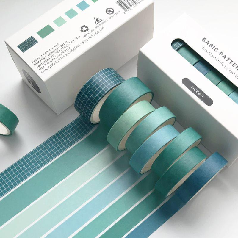 20-Roll Retro Washi Tape Set for Journals and DIY Crafts, Divider Line, Colorful Stickers