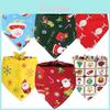 Charming Christmas Dog Bandana Reversible Triangle Bibs Scarf For Large Pets