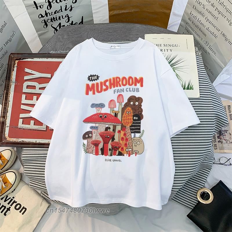 Material Retro Apricot Mushroom Cute T Shirts Oneck Casual 100 Cotton Plus Size Unisex Unisex Tshirts 2022 Streetwear Clothes