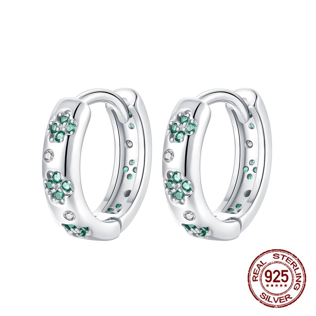 New in 925 Silver Lucky Clover Earrings for Women Girl Green Leaf Ear Studs Fine Jewelry Fashion Luxury Anniversary