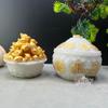 Luminous Multi-Pattern Treasure Basin: Hui, Lotus, Ruyi, Wealth-Attracting - Feng Shui Display for Living Room Wealth Position.