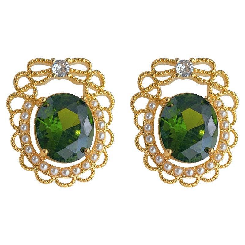 Cercei cu Zircon Stil Retro de Curte Mid-Century Smarald