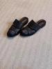 Soft leather version! Black bag head half slippers women's retro soft leather lazy one-pedal muller shoes low-heeled Roman shoes