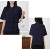 Shirt Blouse for Short Body Office Going Summer [Yino] Women, Sleeve, Bowtie, Drape, Ribbon, Covering, Slimming, Stylish, Neat, Feminine, Adult, Cute,