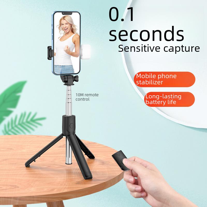 Portable Mini Bluetooth Selfie Stick with Tripod & Fill Light for Mobile Photography