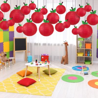 Yousheng Fruit Lantern Chinese Style Red Fruit-Shaped Hanging Paper Lantern Decoration for Back To School Classroom Home Party Decor