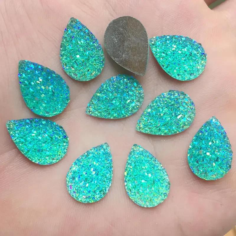 20pcs 11.5*17mm Natural ore Style Flat back Resin Rhinestones Cabochons For Bracelet Earrings accessories -HA77
