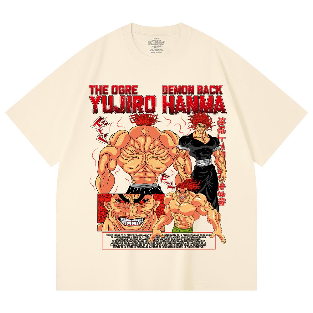 

230 Gsm 100% Cotton Baki V6 Yujiro Print Unisex Heavy Cotton T Shirt XS абрикосовый