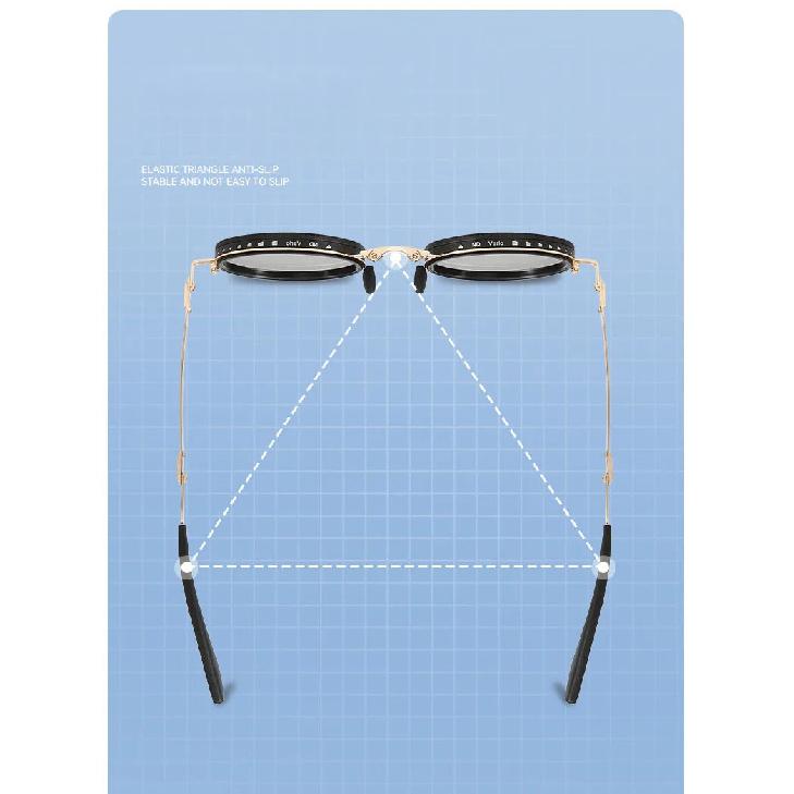 SHAUNA Full-folding Light-reducing Metal Punk ND9-level Adjustable Dimming Round Polarized Sunglasses UV400 With Case
