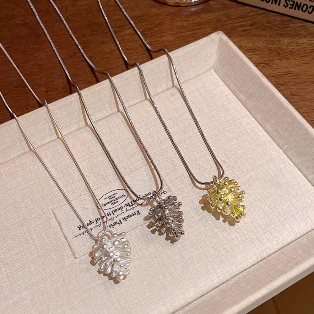 Metal Pendant Pine Cone Pendant Necklace Snake Bone Chain Geometric Necklace Daily Wear