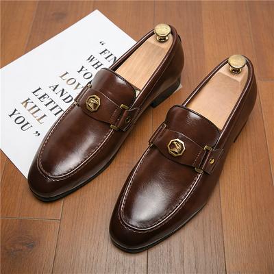 British Fashion Gentleman Pointed Metal Badge Loafers Shoes Men Formal Wedding Prom Dress Homecoming Pageant Zapatillas Hombre
