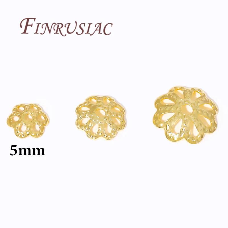 3mm 4mm 14K Gold Plated Brass Round Bead Caps For Necklace Bracelet Jewelry Making Supplies,DIY Accessories Beading Spacer Caps