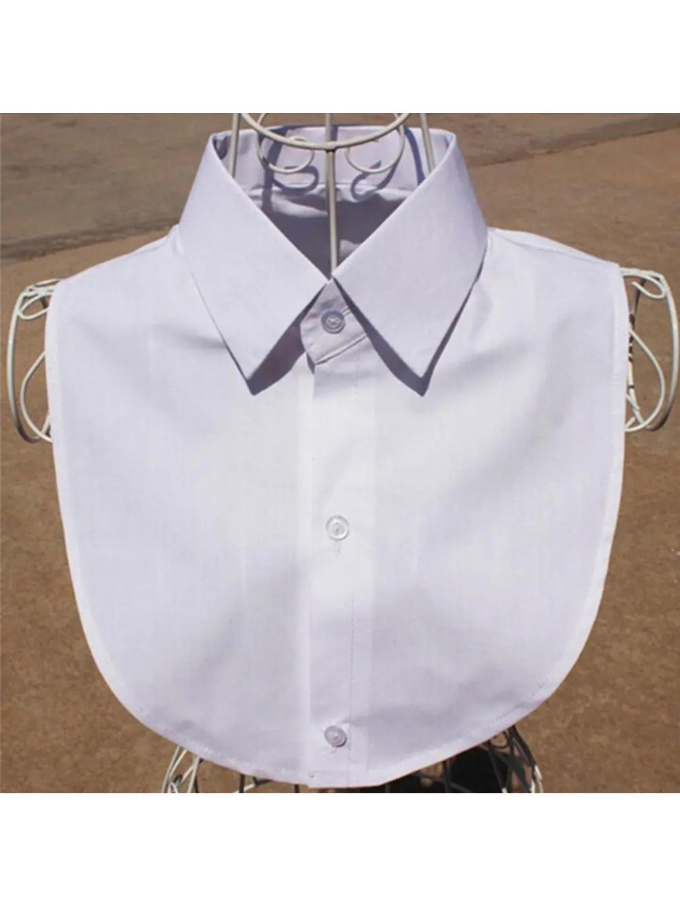 

Женский весенне-осенний однотонный черный белый вертикальный маленький отложной воротник универсальная рубашка джемпер джемпер модный ложный воротник L белый