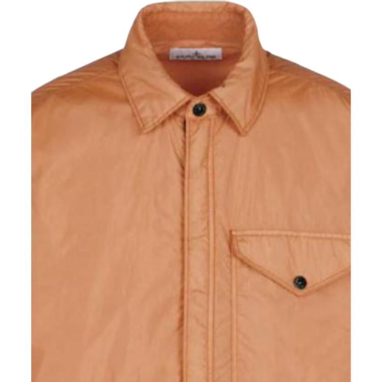STONE ISLAND Solid Color Polo Collar Long Sleeve Jacket Men Jackets Orange 8115Q0123-V0032