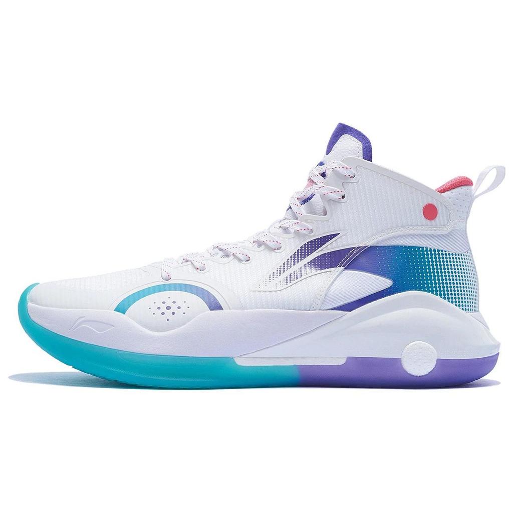 Li Ning Yu Shuai 15 Shock Absorption Anti-Slip Wear-Resistant High-Top Basketball Shoes Men Sneakers White Blue ABAR043-51