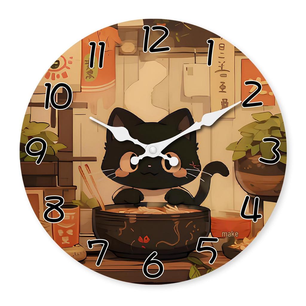 16-Inch Retro Cartoon Wooden Wall Clock - Silent, Creative MDF Decoration