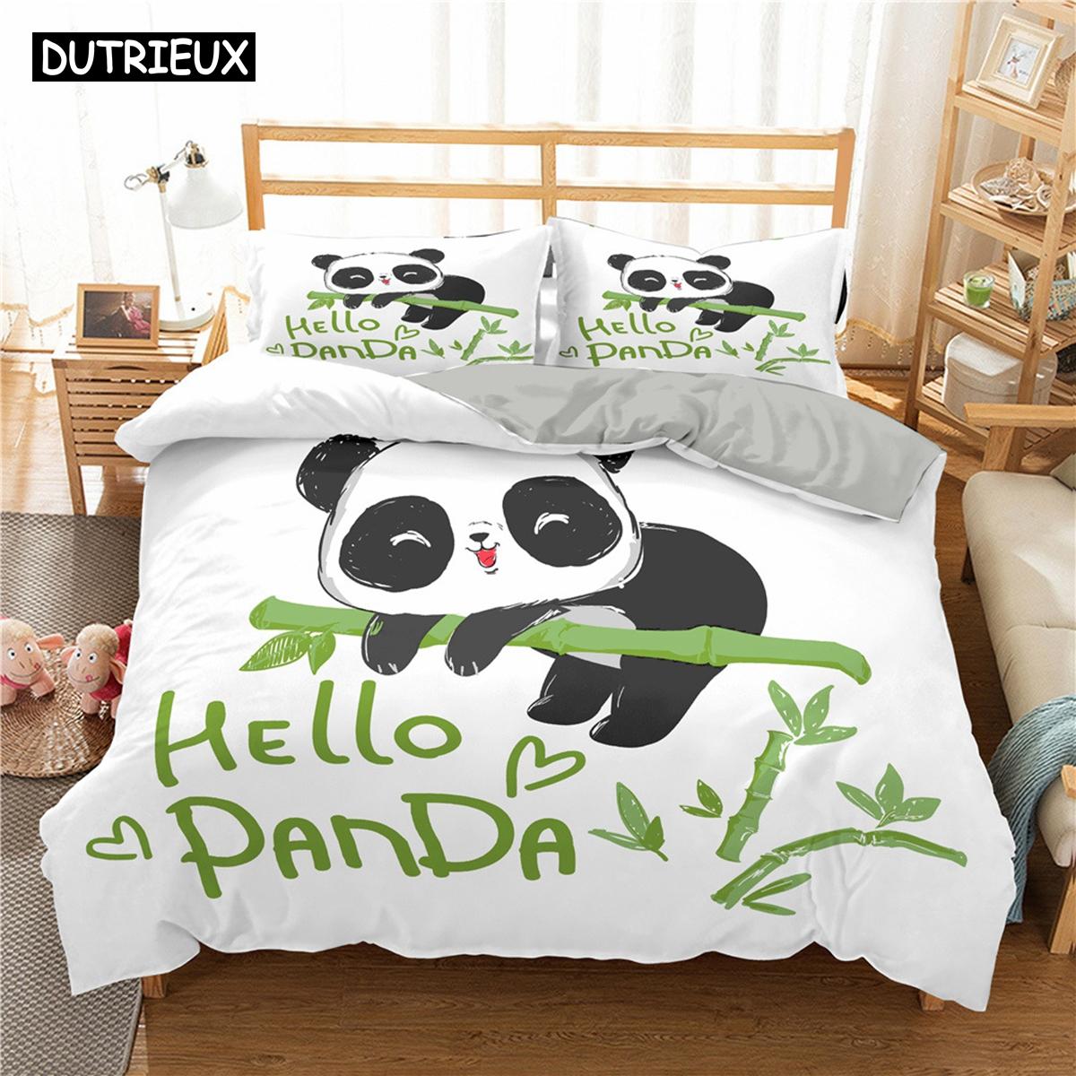 

Lovely Cartoon Panda Bedding Sets 3D Printed Duvet Cover Set for Kids Girls 135x200 Bed Linen King Single Double Size Room Decor Tool EU single(135x200cm)
