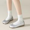 Women Japanese Cotton Split Toe Tabi Socks 2 Pairs Polka Dot Flip Flop Socks Sandal Sock for Women Fashion Soft Comfy Ankle Sock