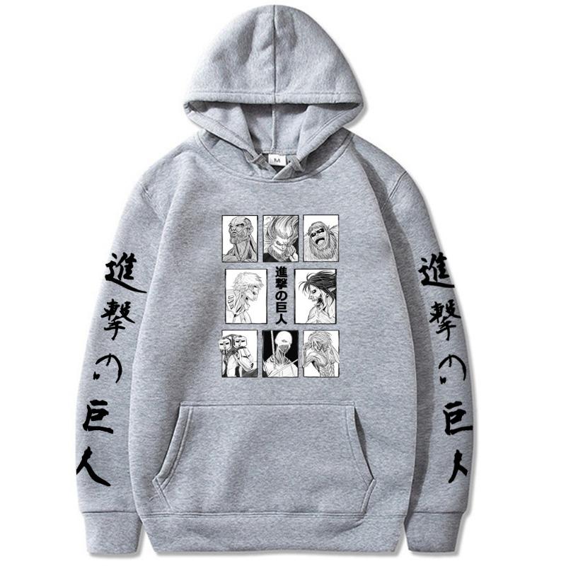 Attack On Titan Japanese Animation Men's Hoodie Vintage Unisex Pullover Vintage Graphic Hoody Tops Oversize Clothing