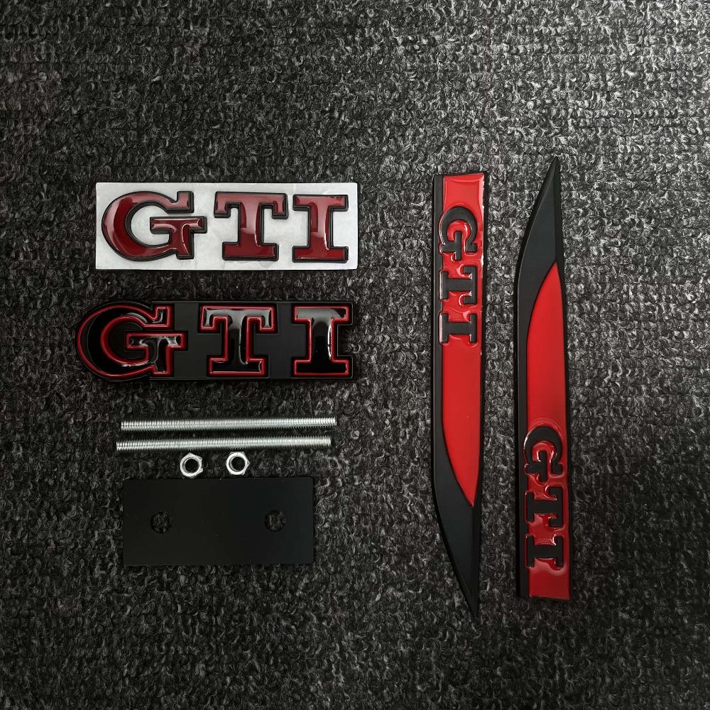 OMV4   For VOLKSWAGEN VW GTI 3Pcs 3D Metal Car Trunk Logo Sticker Grill Emblems Badge Decals For VW Golf 2 3 4 5 6 8 MK2 MK3 MK4 MK5 MK