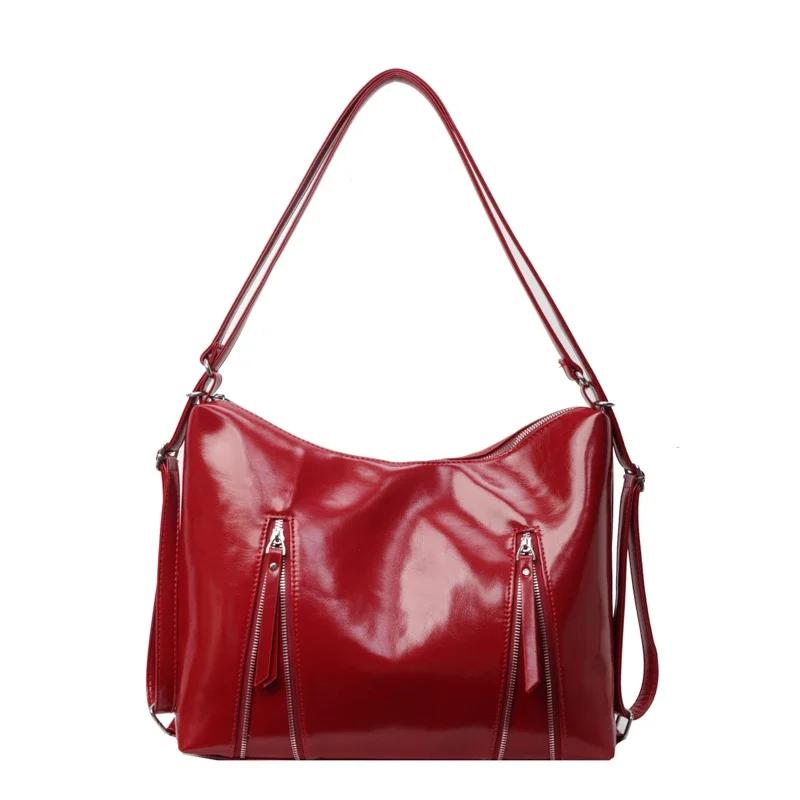 Solid interior compartment shoulder bags with stitching line  fashionable high-quality women's bags with zipper PU feminine bags