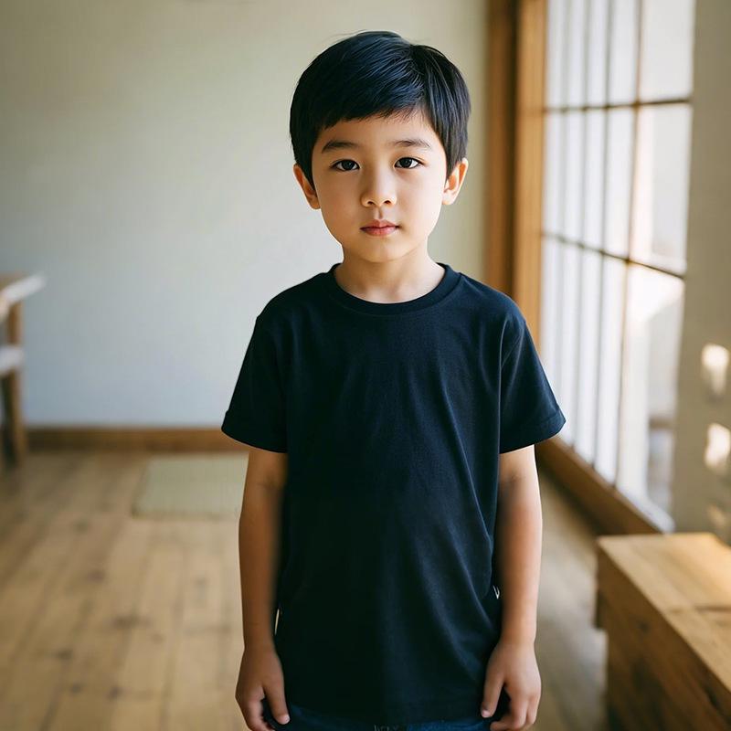 

Детская однотонная футболка из чистого хлопка 220 г/м² - Белая и черная, летняя базовая 160 чёрный