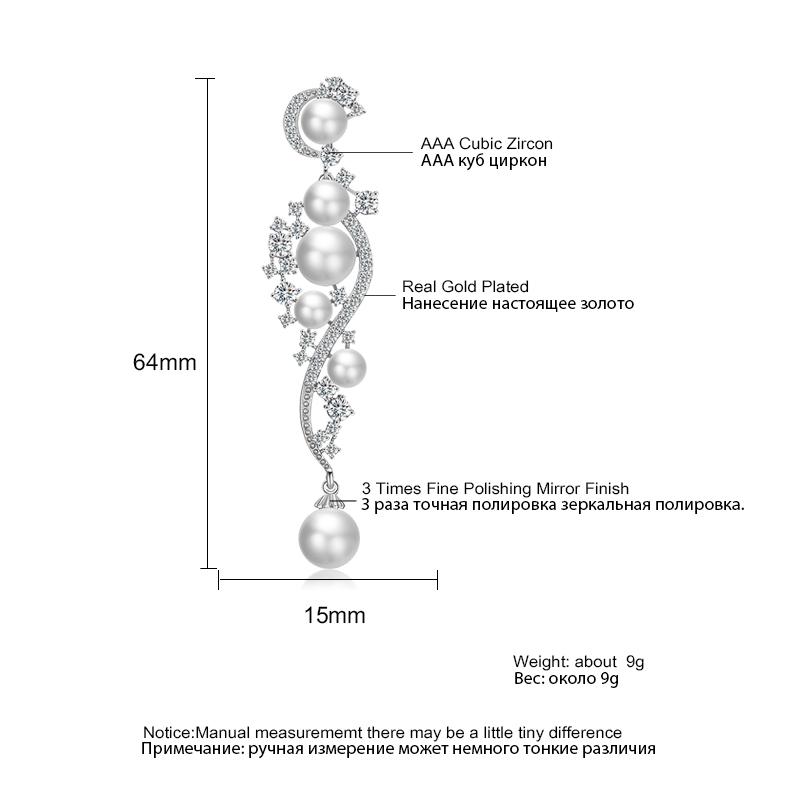 ZAKOL Luxury Shiny AAA Cubic Zirconia Hanging Earrings for Women Imitation Zircon Bridal Long Earring Women's Wedding Zircon