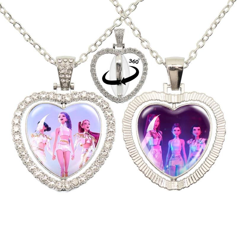 Kpop Dämon Charakter Halskette Herzform Huntri Kpop Anhänger Idol Halskette Fans Geschenk KPop Krieger Armband Anime Schmuck Geschenke