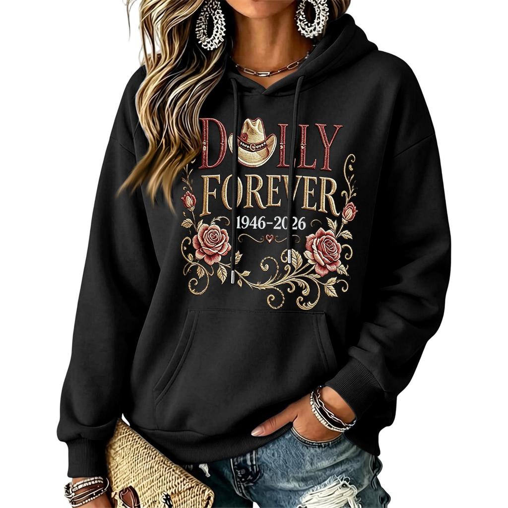 Women's Casual Loose Fit Hoodie with Letter Graphic