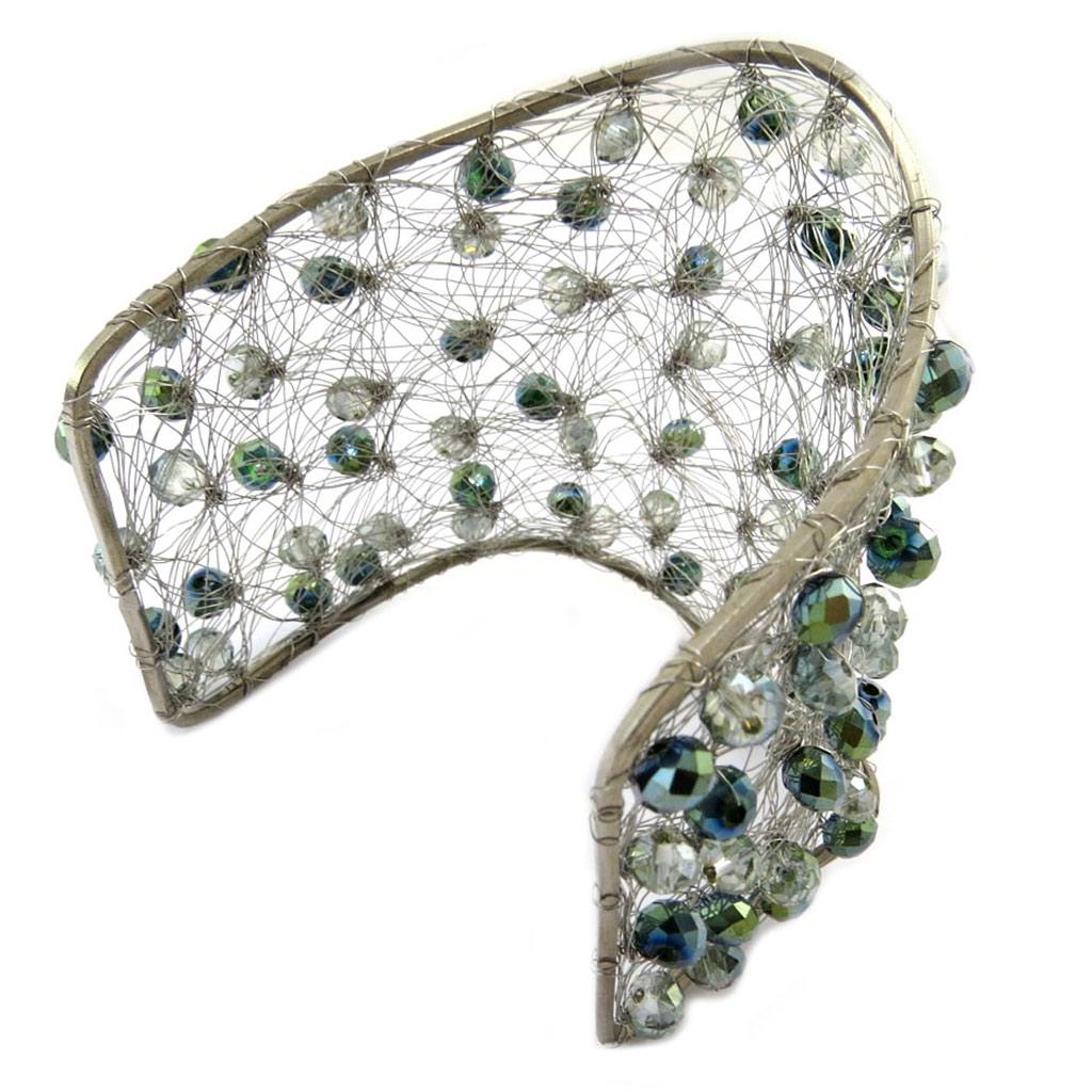 Lily-Crystal [P4406] - Bracelet artisanal 'Callas' vert - 17x8. 5 cm