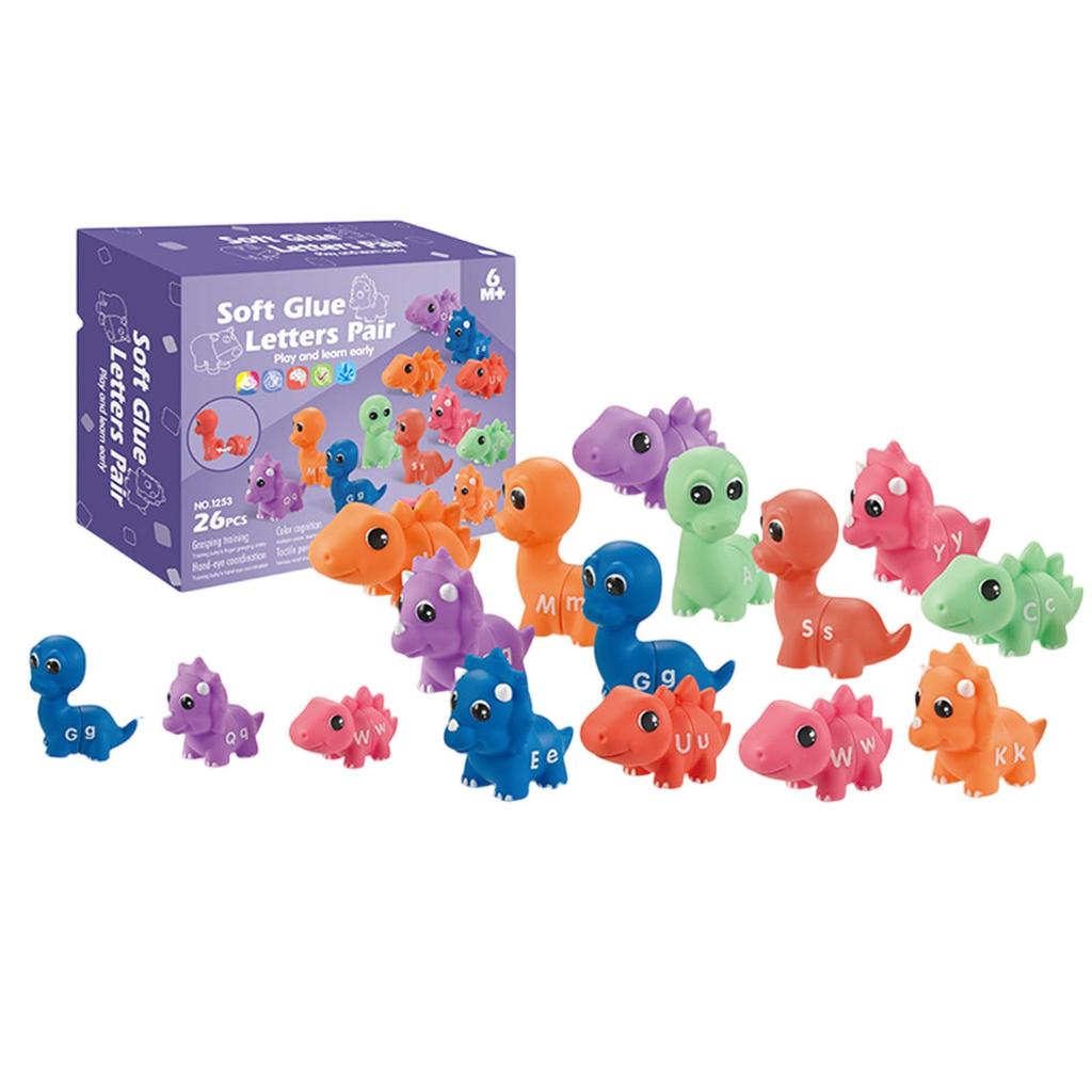 Dinosaur Alphabet Learning Toys For Toddlers 2-4, 10 Different Dinosaur Figures, Double Sided ABC Matching Game, Preschool Activities Fine Motor Toys