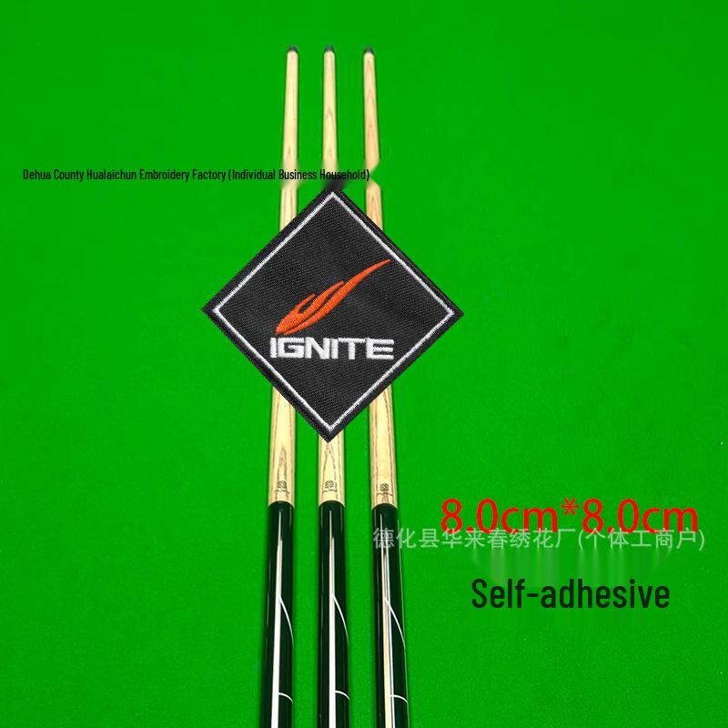 Billiard Cue Case Velcro Patch: Embroidered Logo Self-Adhesive Wrap Badge
