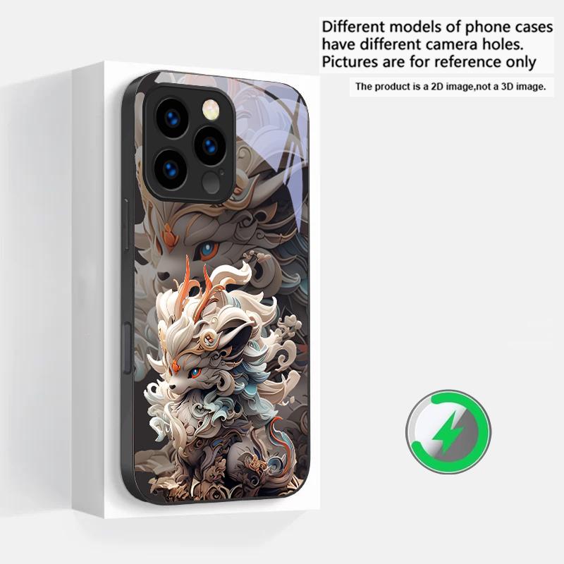 Kirin with Flowing Hair Suitable For iPhone 16E 17 Pro Max 15 Pro 14 13 Plus 12 Mini 11 16 Air 17Pro Magnetism Glass Phone Case