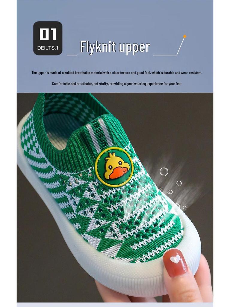 Hohle atmungsaktive Mesh Flyknit Slip-On Schuhe für Kinder - Rutschfeste weiche Sohle, lässige Babyschuhe
