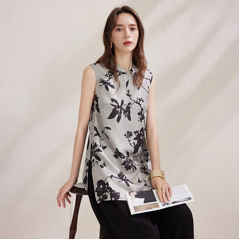 Zhao Jun New Chinese Style Mulberry Silk Slit Blouse XL