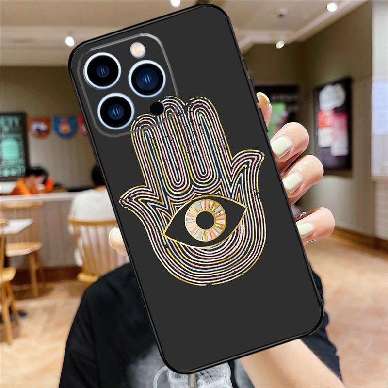 Evil Eye Hamsa Phone Case For iPhone 15 13 12 11 14 Pro Max Mini X XR XS Max SE 2020 2022 7 8 15 Plus Cover