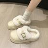 Women's Baotou plush slippers padded warm winter thick bottom heightened home slippers casual walking indoor shoes snow cotton slippers